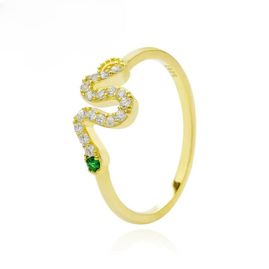 Golden Serpent Zircon Ring