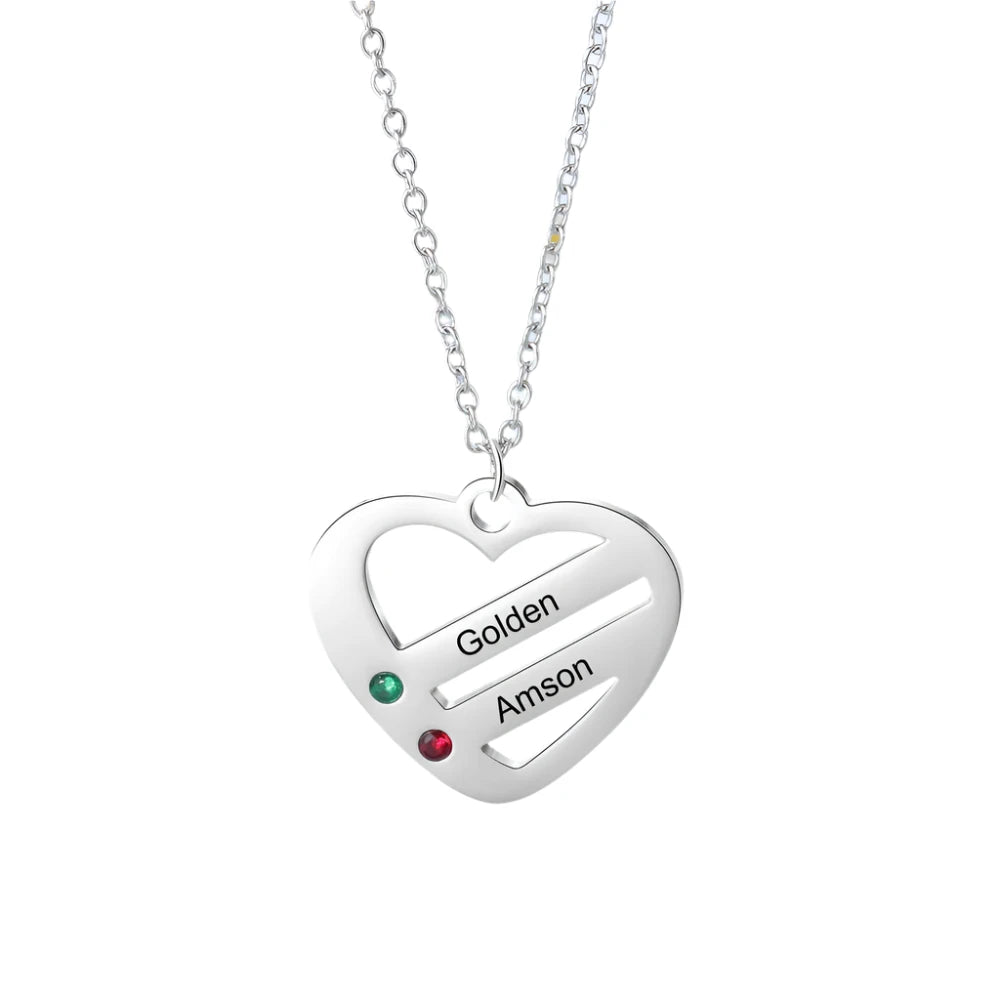 Engraved Birthstone Heart Necklace