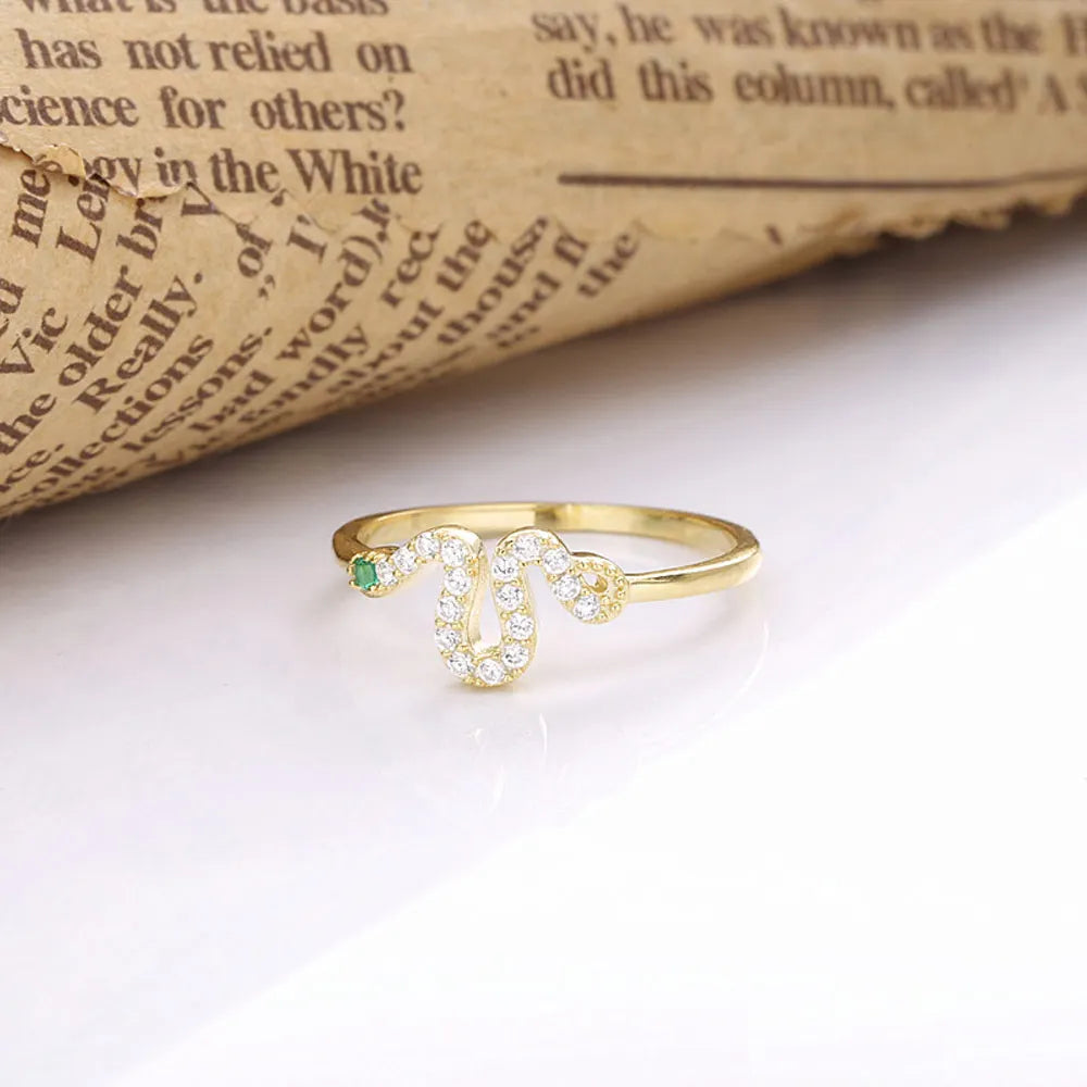 Golden Serpent Zircon Ring