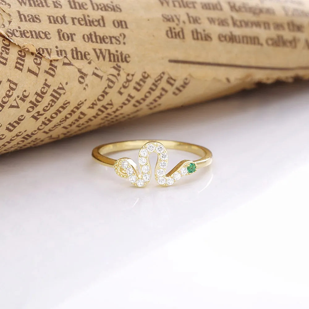 Golden Serpent Zircon Ring