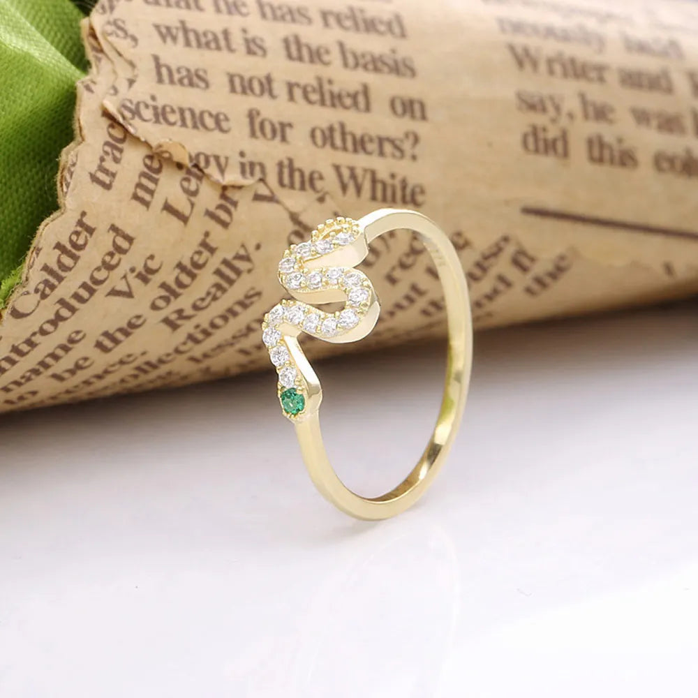 Golden Serpent Zircon Ring