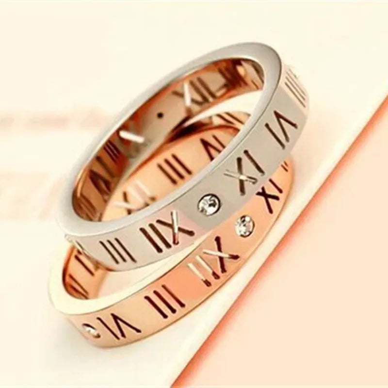 Roman Numerals CZ Crystal Rings