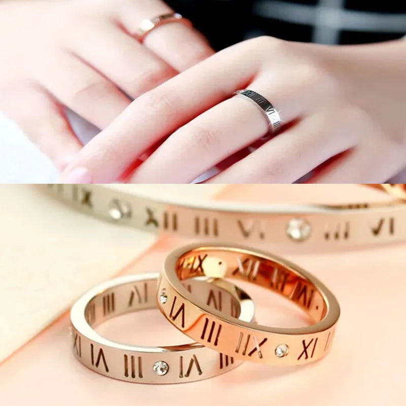 Roman Numerals CZ Crystal Rings