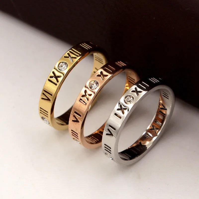 Roman Numerals CZ Crystal Rings