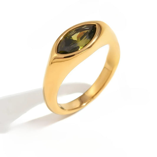 Zircon Eye Gold Seal Ring