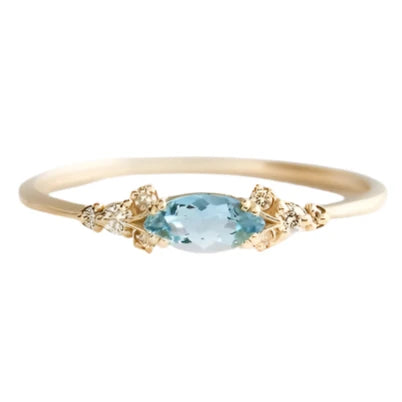 Blue Oval Zircon Ring