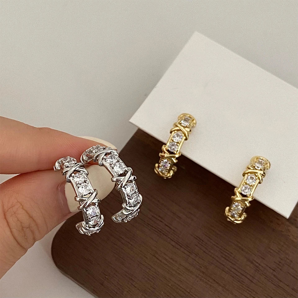 Elegant CC Design Zircon Earrings