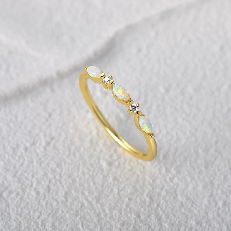 Oval Opal Marquise Natural Zircon Ring