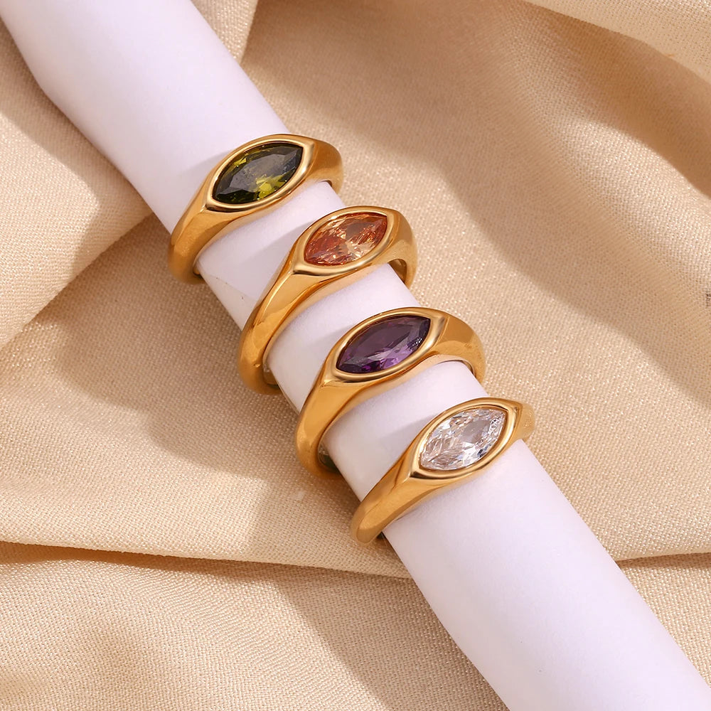 Zircon Eye Gold Seal Ring