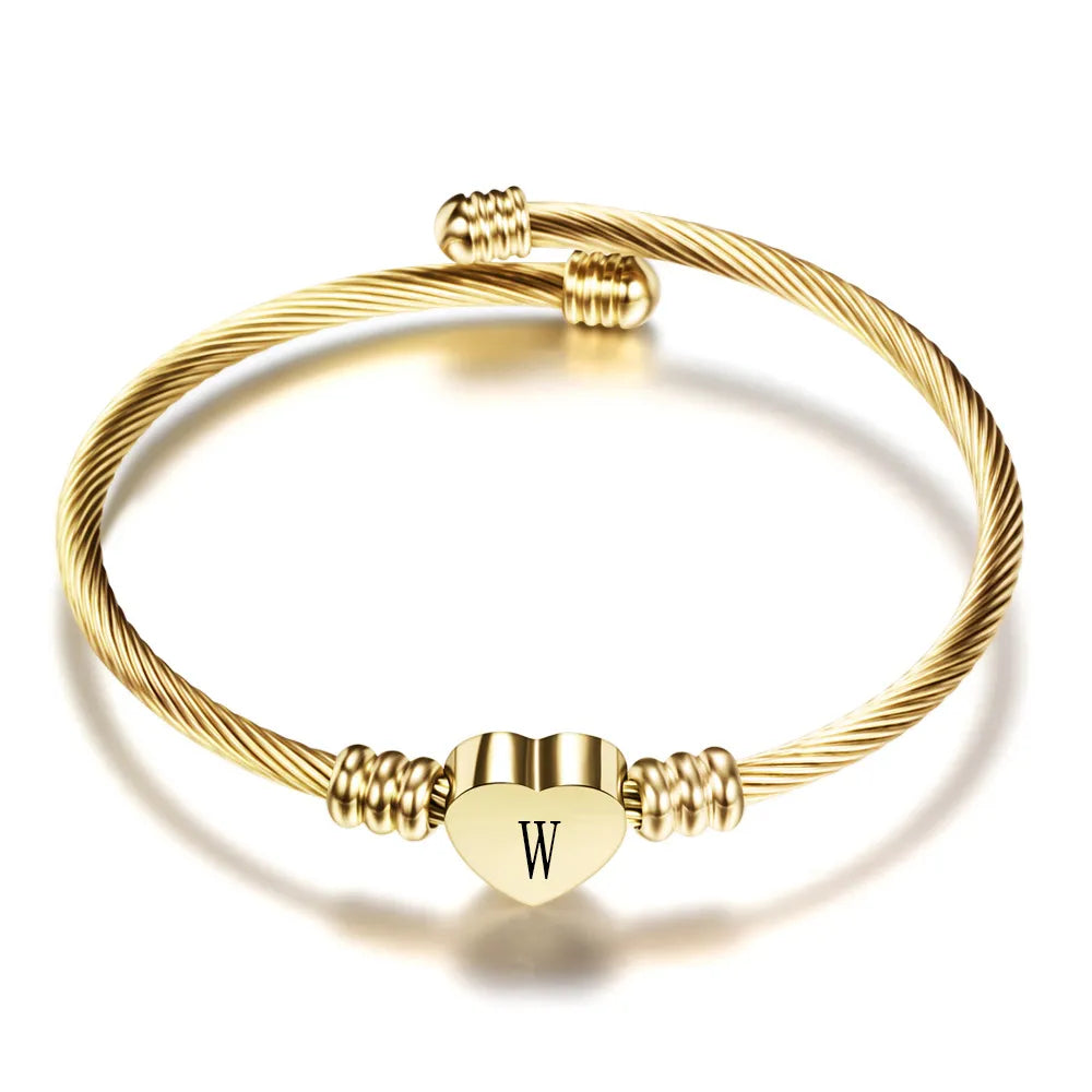 Engraved Letter Cuff Bracelet