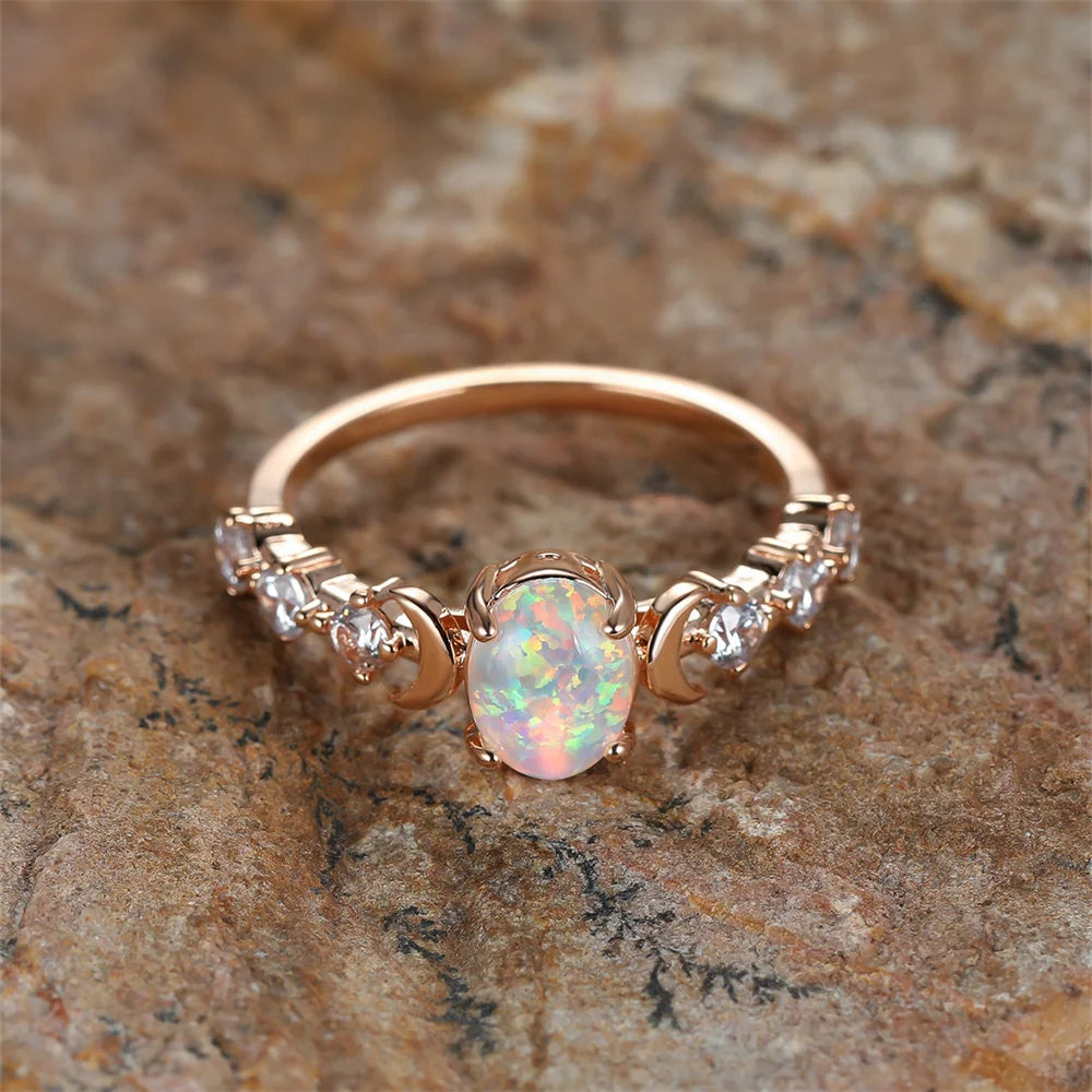 White Fire Opal Ring