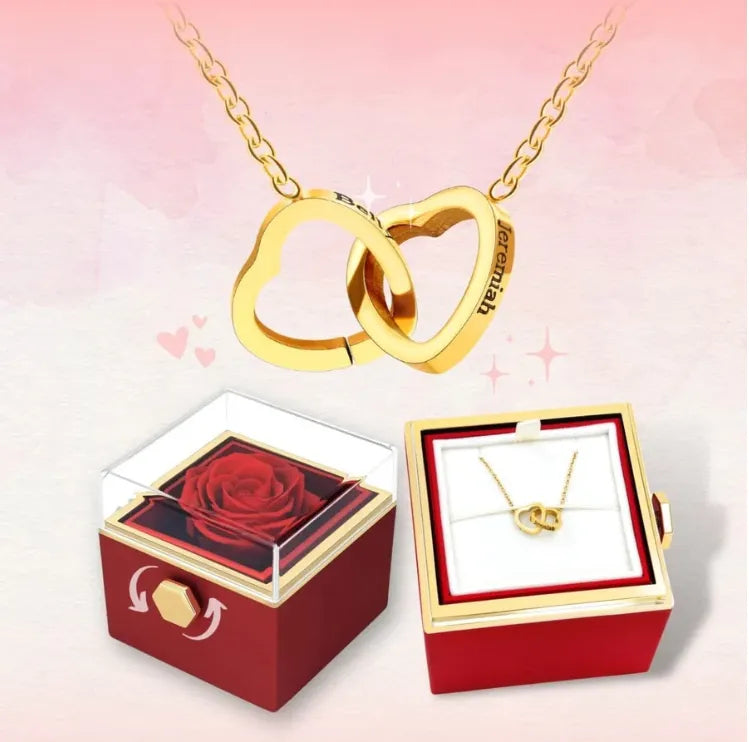 Eternal Rose Box - W/ Engraved Necklace & Real Rose