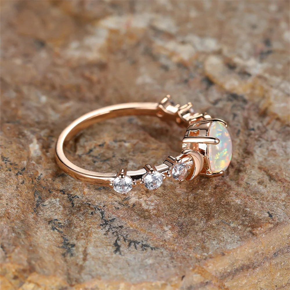 White Fire Opal Ring