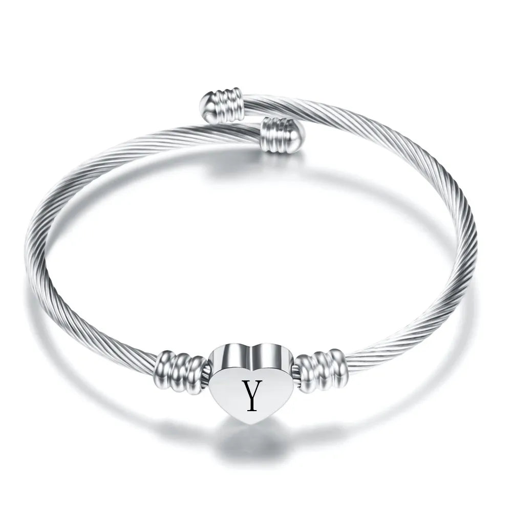 Engraved Letter Cuff Bracelet