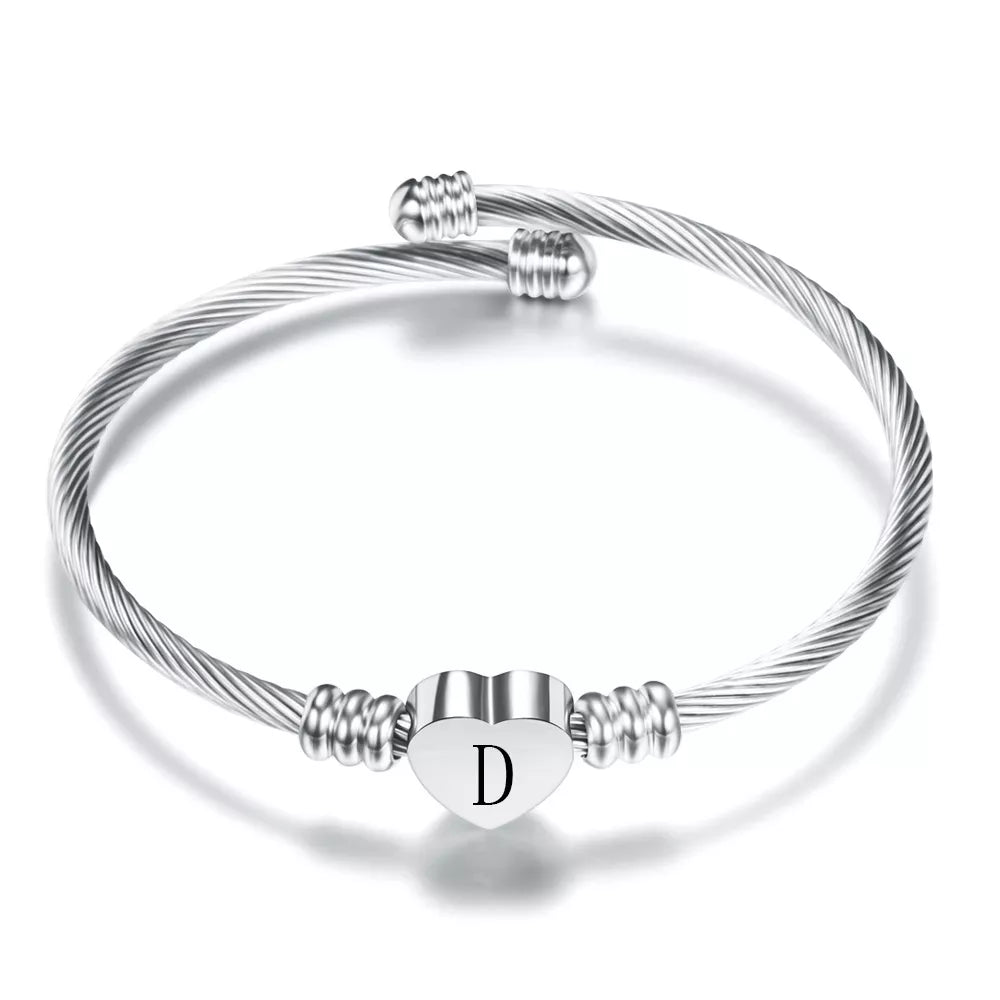 Engraved Letter Cuff Bracelet