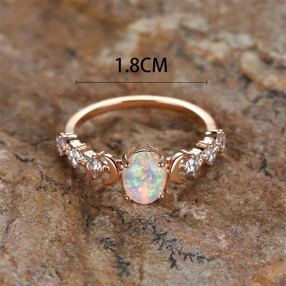 White Fire Opal Ring