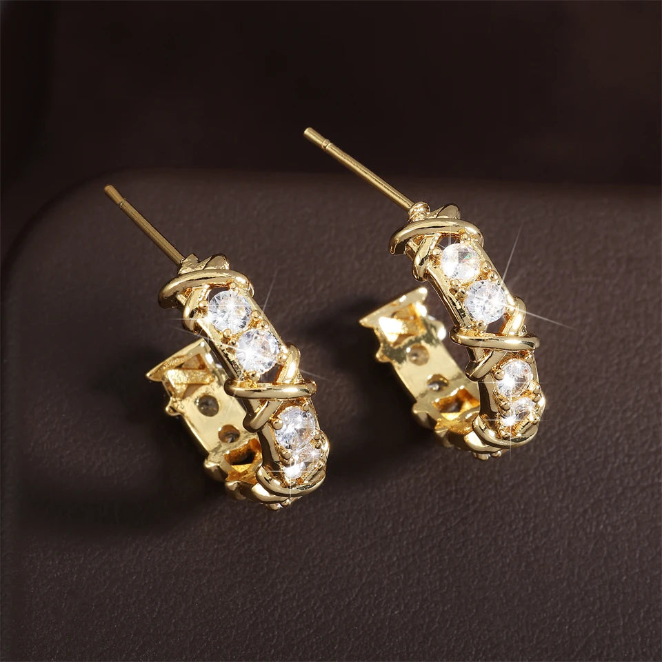 Elegant CC Design Zircon Earrings