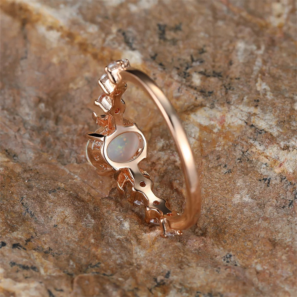 White Fire Opal Ring