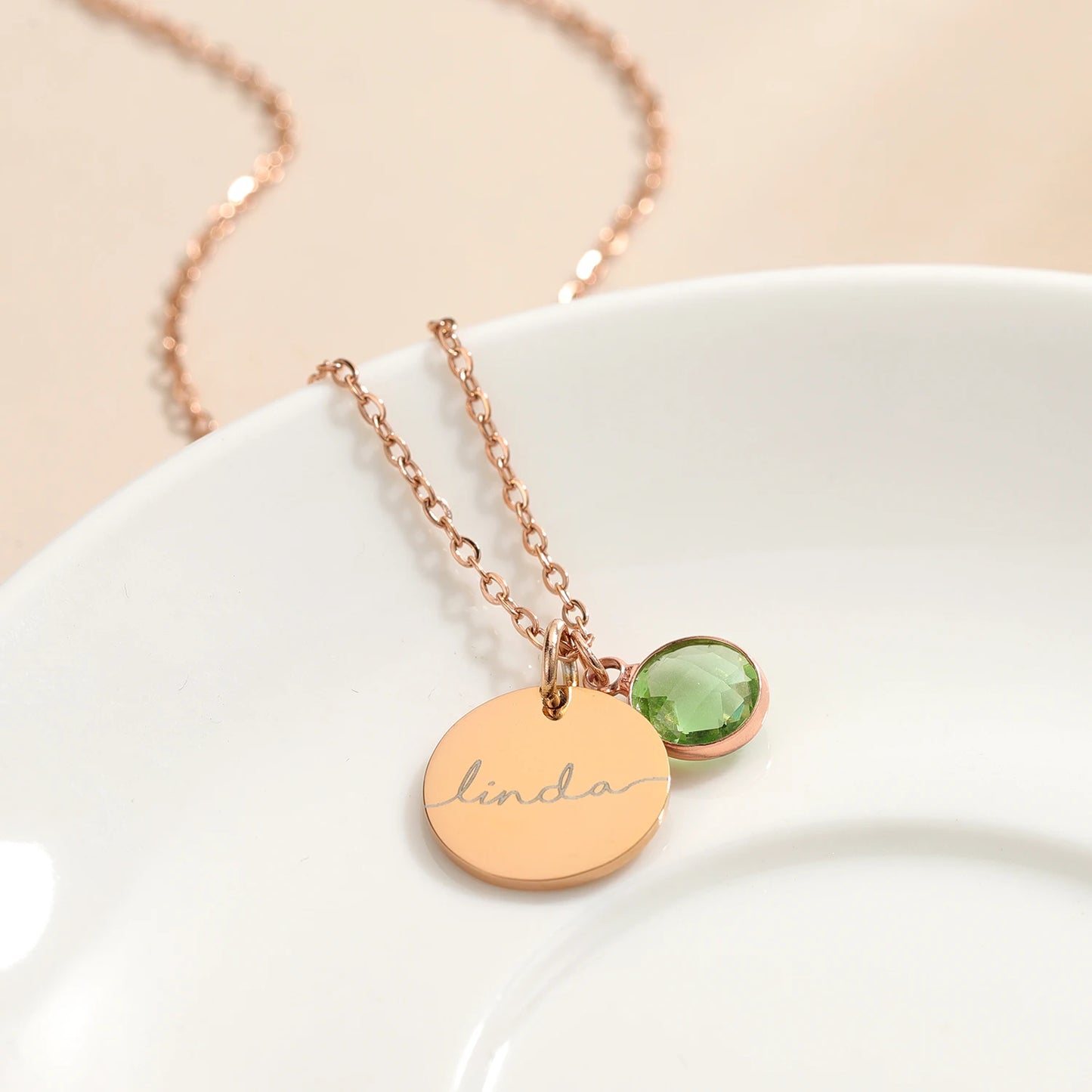 Birthstone Engraved Necklace