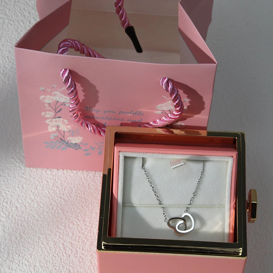 Eternal Rose Box - W/ Engraved Necklace & Real Rose