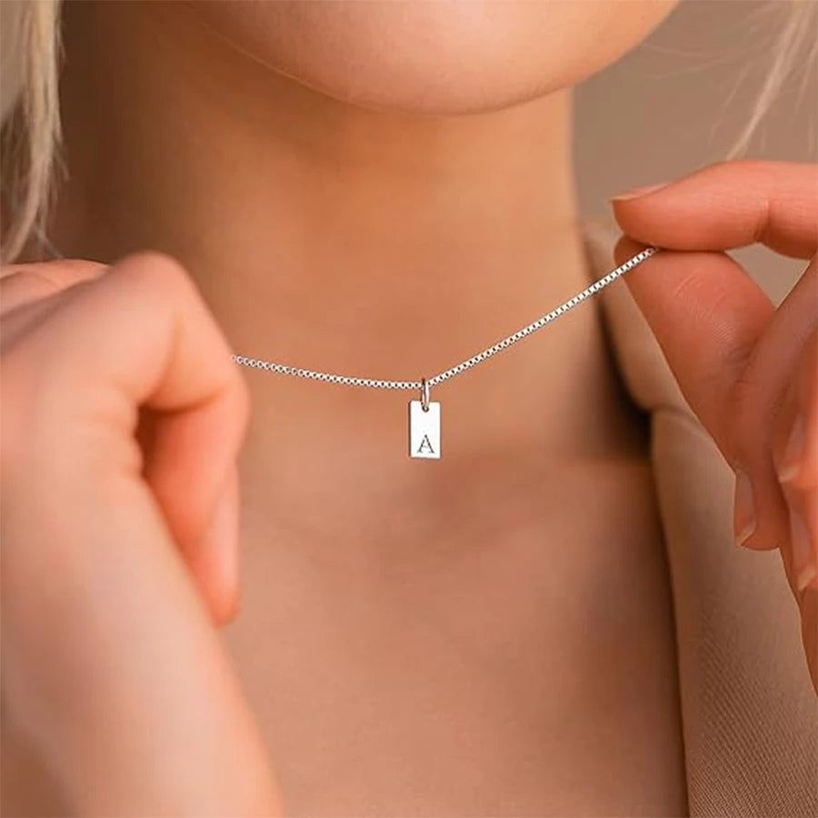 Timeless Silver Block Letter Necklace