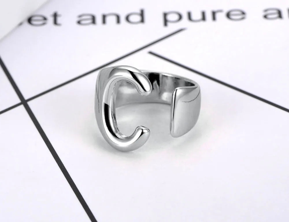 Hollow Initials Open Ring