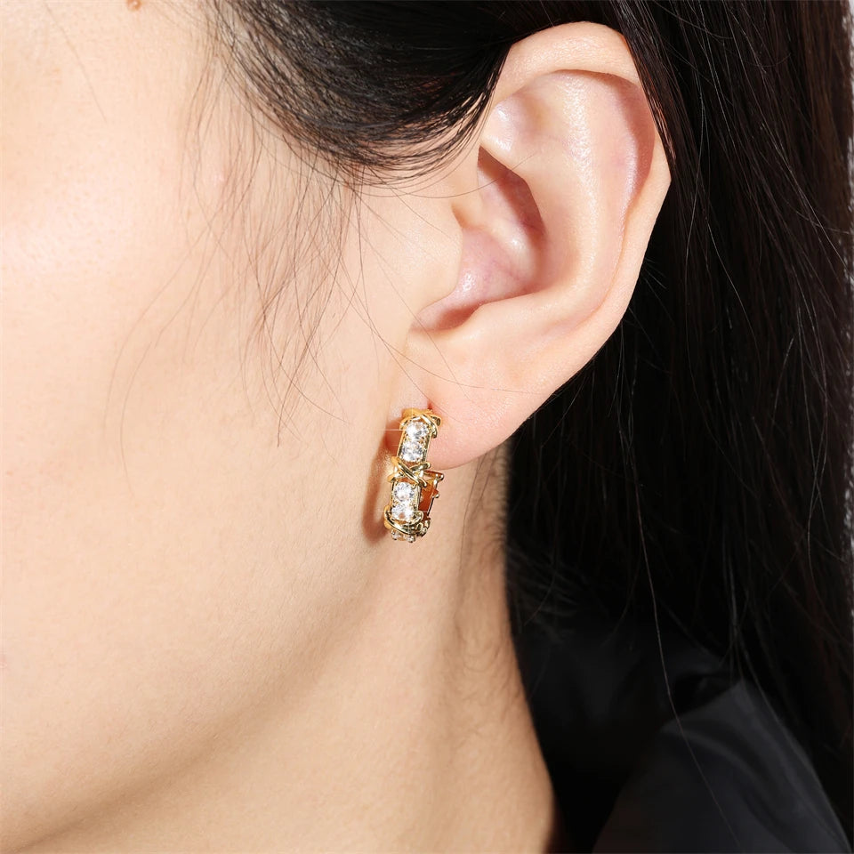 Elegant CC Design Zircon Earrings