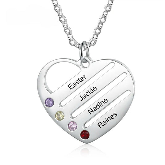 Engraved Birthstone Heart Necklace