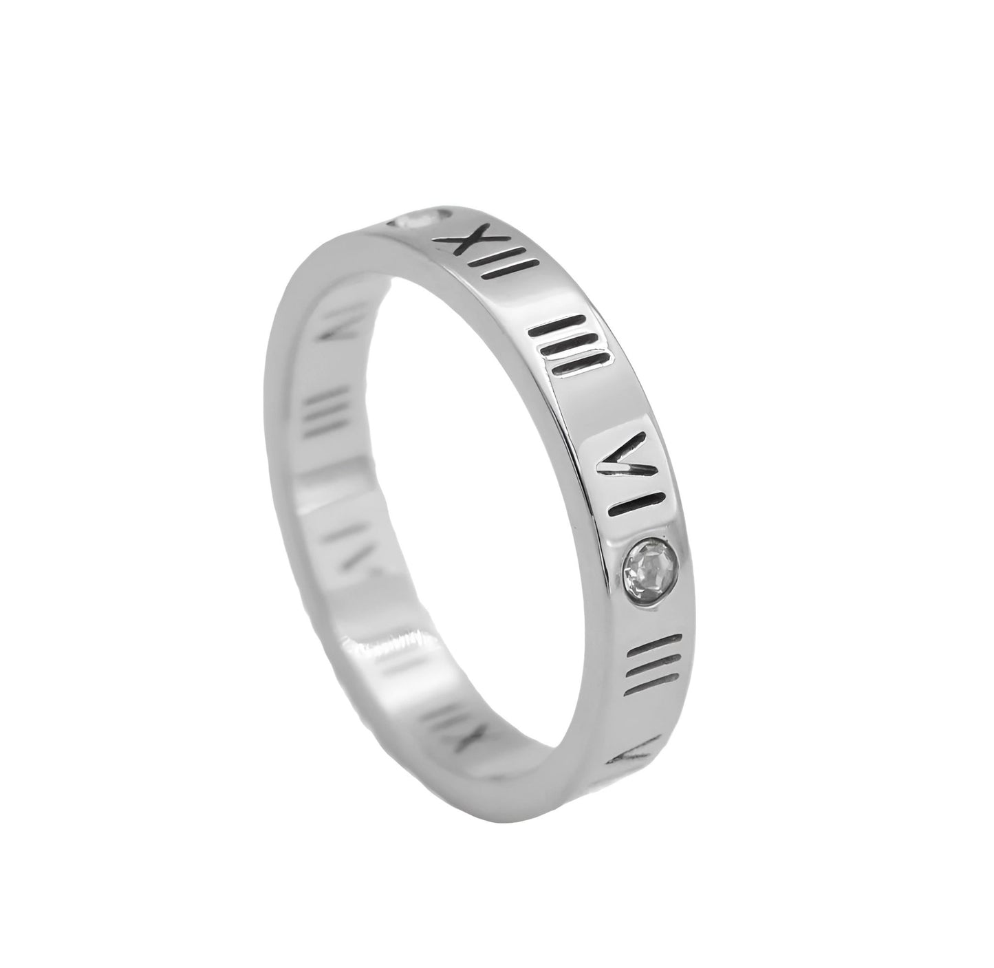 Roman Numerals CZ Crystal Rings