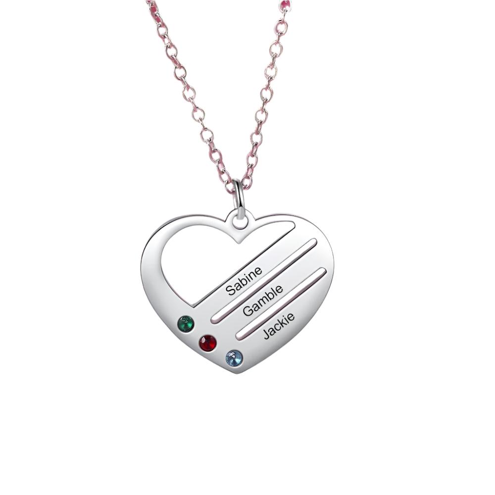 Engraved Birthstone Heart Necklace