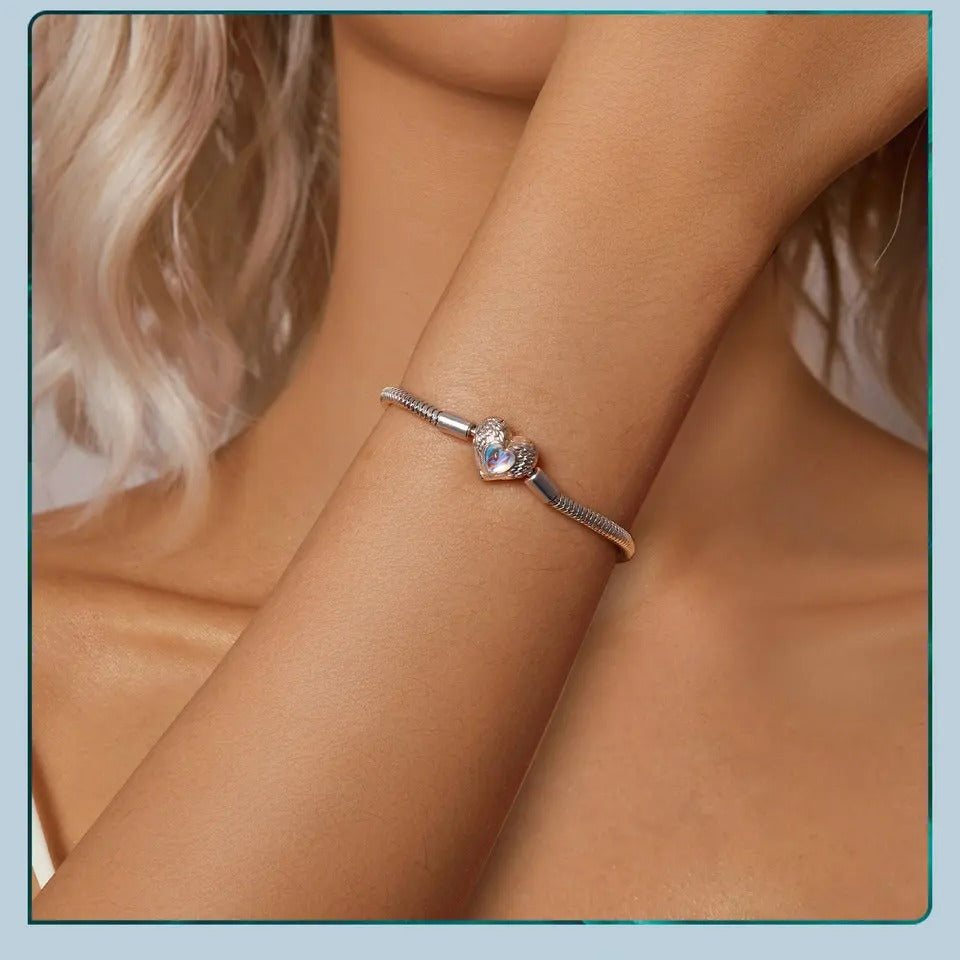 Sterling Silver Heart Charm Bracelet