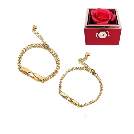 Eternal Rose Box - W/  Engraved Infinity Bracelet Set